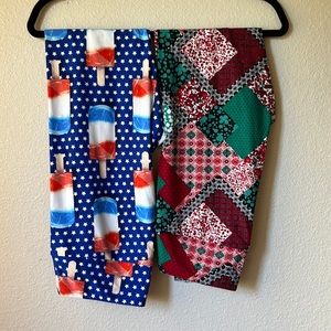 Set of two NWOT OS LuLaRoe holiday leggings